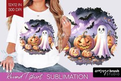 Ghost Round Tshirt Background - Halloween Ghost PNG Product Image 1