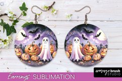 Cute Ghost Earrings - Halloween Round Earring Sublimation Product Image 1