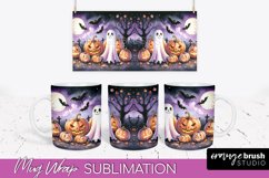 Cute Ghost Mug Wrap - Halloween Mug Sublimation Designs Product Image 1