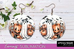 Cute Ghost Earrings - Halloween Round Earring Sublimation Product Image 1