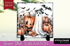 Ghost Slate PNG - Halloween Ghost Square Slate Sublimation Product Image 1