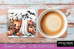 Cute Ghost Coasters - Halloween Square Coaster Sublimation Product Image 1