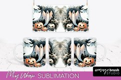 Cute Ghost Mug Wrap - Halloween Mug Sublimation Designs Product Image 1