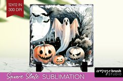Ghost Slate PNG - Halloween Ghost Square Slate Sublimation Product Image 1