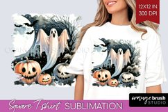 Ghost Square Tshirt Background - Halloween Ghost PNG Product Image 1