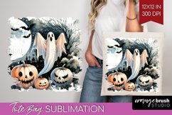 Ghost Tote Bag - Halloween Ghost Tote Bag PNG Sublimation Product Image 1