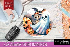 Ghost Car Coaster - Halloween Ghost Coaster PNG Sublimation Product Image 1