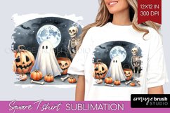 Ghost Square Tshirt Background - Halloween Ghost PNG Product Image 1