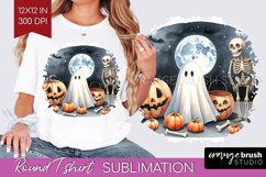 Ghost Round Tshirt Background - Halloween Ghost PNG Product Image 1