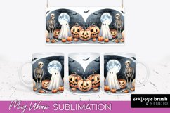 Cute Ghost Mug Wrap - Halloween Mug Sublimation Designs Product Image 1