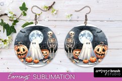 Cute Ghost Earrings - Halloween Round Earring Sublimation Product Image 1