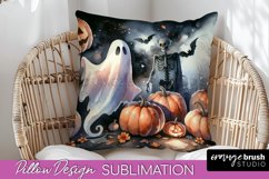 Cute Ghost Pillow Sublimation - Halloween Pillow Cover Product Image 1