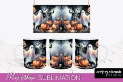 Cute Ghost Mug Wrap - Halloween Mug Sublimation Designs Product Image 1