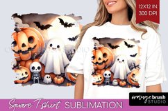 Ghost Square Tshirt Background - Halloween Ghost PNG Product Image 1