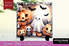 Ghost Slate PNG - Halloween Ghost Square Slate Sublimation Product Image 1