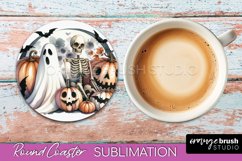 Cute Ghost Coasters - Halloween Round Coaster Sublimation Product Image 1
