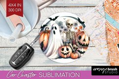 Ghost Car Coaster - Halloween Ghost Coaster PNG Sublimation Product Image 1
