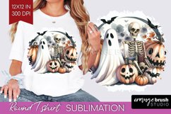 Ghost Round Tshirt Background - Halloween Ghost PNG Product Image 1