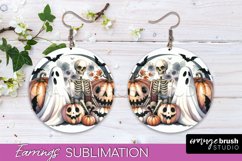 Cute Ghost Earrings - Halloween Round Earring Sublimation Product Image 1