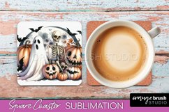 Cute Ghost Coasters - Halloween Square Coaster Sublimation Product Image 1