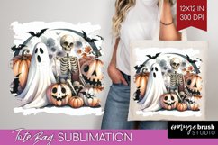 Ghost Tote Bag - Halloween Ghost Tote Bag PNG Sublimation Product Image 1