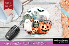 Ghost Car Coaster - Halloween Ghost Coaster PNG Sublimation Product Image 1