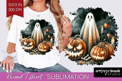 Ghost Round Tshirt Background - Halloween Ghost PNG Product Image 1