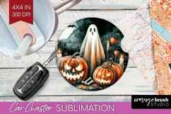 Ghost Car Coaster - Halloween Ghost Coaster PNG Sublimation Product Image 1