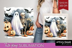 Ghost Tote Bag - Halloween Ghost Tote Bag PNG Sublimation Product Image 1