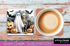 Cute Ghost Coasters - Halloween Square Coaster Sublimation Product Image 1