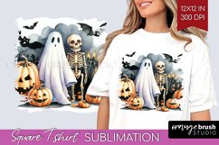 Ghost Square Tshirt Background - Halloween Ghost PNG Product Image 1