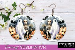 Cute Ghost Earrings - Halloween Round Earring Sublimation Product Image 1