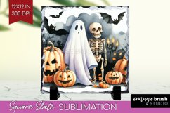 Ghost Slate PNG - Halloween Ghost Square Slate Sublimation Product Image 1