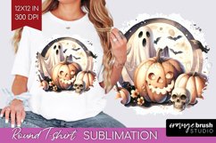 Ghost Round Tshirt Background - Halloween Ghost PNG Product Image 1