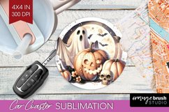 Ghost Car Coaster - Halloween Ghost Coaster PNG Sublimation Product Image 1