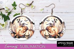 Cute Ghost Earrings - Halloween Round Earring Sublimation Product Image 1