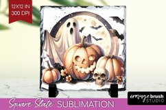 Ghost Slate PNG - Halloween Ghost Square Slate Sublimation Product Image 1