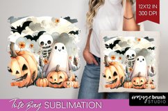 Ghost Tote Bag - Halloween Ghost Tote Bag PNG Sublimation Product Image 1