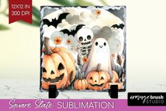 Ghost Slate PNG - Halloween Ghost Square Slate Sublimation Product Image 1