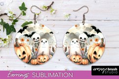 Cute Ghost Earrings - Halloween Round Earring Sublimation Product Image 1