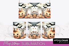 Cute Ghost Mug Wrap - Halloween Mug Sublimation Designs Product Image 1