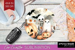 Ghost Car Coaster - Halloween Ghost Coaster PNG Sublimation Product Image 1