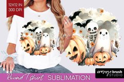 Ghost Round Tshirt Background - Halloween Ghost PNG Product Image 1