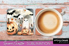 Cute Ghost Coasters - Halloween Square Coaster Sublimation Product Image 1