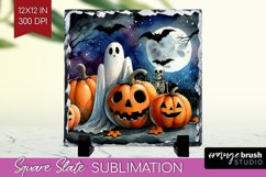 Ghost Slate PNG - Halloween Ghost Square Slate Sublimation Product Image 1