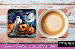 Cute Ghost Coasters - Halloween Square Coaster Sublimation Product Image 1