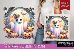 Ghost Tote Bag - Halloween Ghost Tote Bag PNG Sublimation Product Image 1