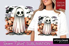 Ghost Square Tshirt Background - Halloween Ghost PNG Product Image 1
