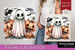 Ghost Tote Bag - Halloween Ghost Tote Bag PNG Sublimation Product Image 1