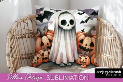 Cute Ghost Pillow Sublimation - Halloween Pillow Cover Product Image 1